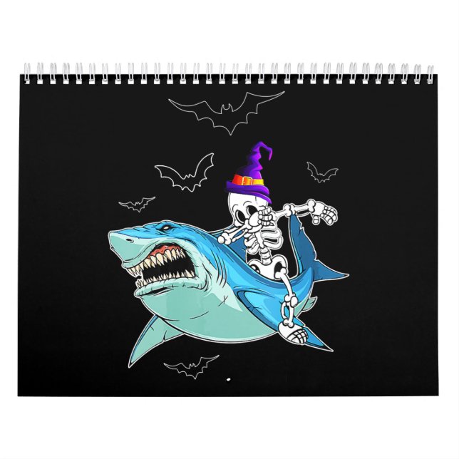 Skeleton Riding Shark Funny - Crazy Halloween Gift Kalender (Omslag)