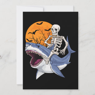 Skeleton Riding Shark Funny Halloween Costume Boys Inbjudningar