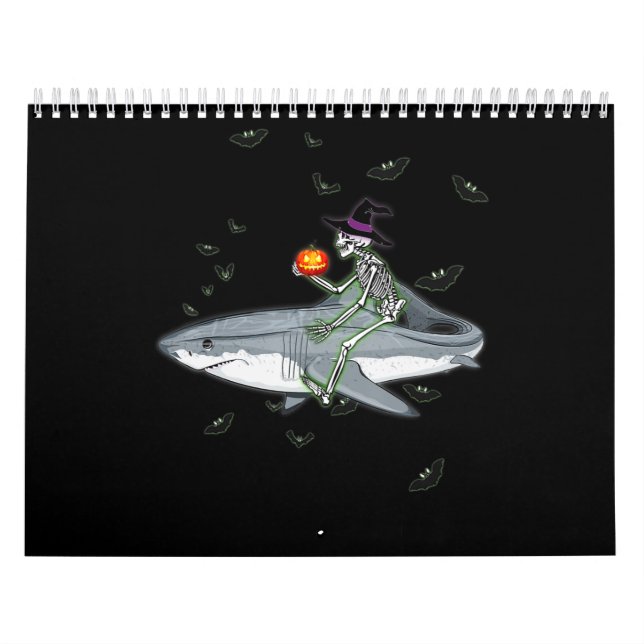 Skeleton Riding Shark - Funny Halloween Shark Gift Kalender (Omslag)