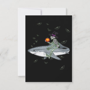 Skeleton Riding Shark - Funny Halloween Shark Gift Tack Kort