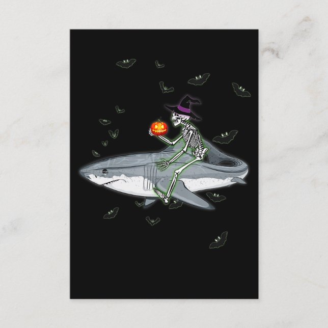 Skeleton Riding Shark - Funny Halloween Shark Gift Tilläggskort (Framsida)