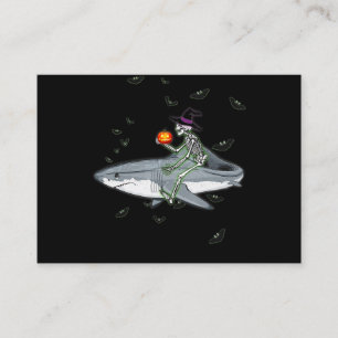 Skeleton Riding Shark - Funny Halloween Shark Gift Visitkort