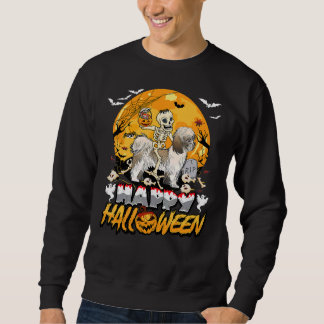 Skeleton Riding Shih Tzu Halloween Pumpkin Lång Ärmad Tröja