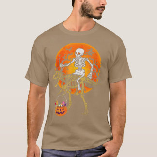 Skeleton Riding Skeletal Dinosaur t re Funny Hallo Shirt