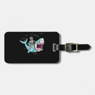 Skeleton Riding Zombie Shark Funny Halloween Gift Bagagebricka