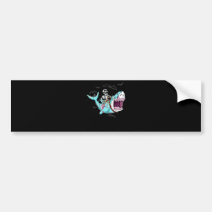Skeleton Riding Zombie Shark Funny Halloween Gift Bildekal