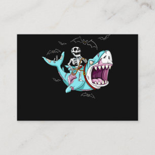 Skeleton Riding Zombie Shark Funny Halloween Gift Visitkort