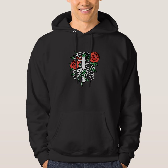 Skeleton Ro gotiic Death Graphic Hoodie (Framsida)