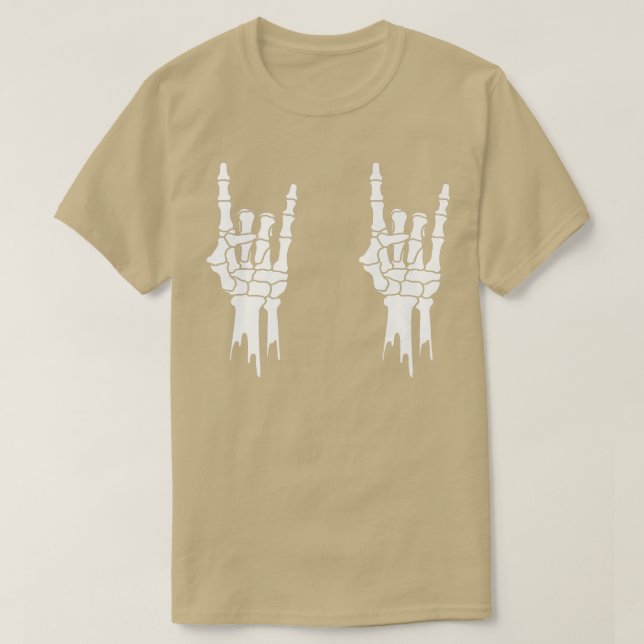 Skeleton, Rock On Hands, Halloween, Men Women Kids T Shirt (Design framsida)