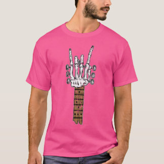 Skeleton Rocking Hand Guitar Sten Sign Heavy Meta T Shirt