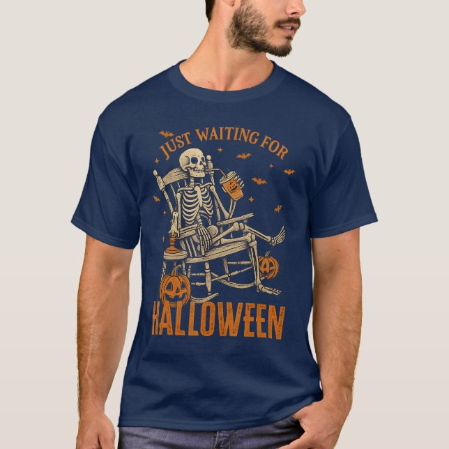 Skeleton Rocking-stol väntar bara på hallen T Shirt (Framsida)