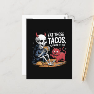 Skeleton Roligt Ät dessa Tacos och ät Kattunge Vykort