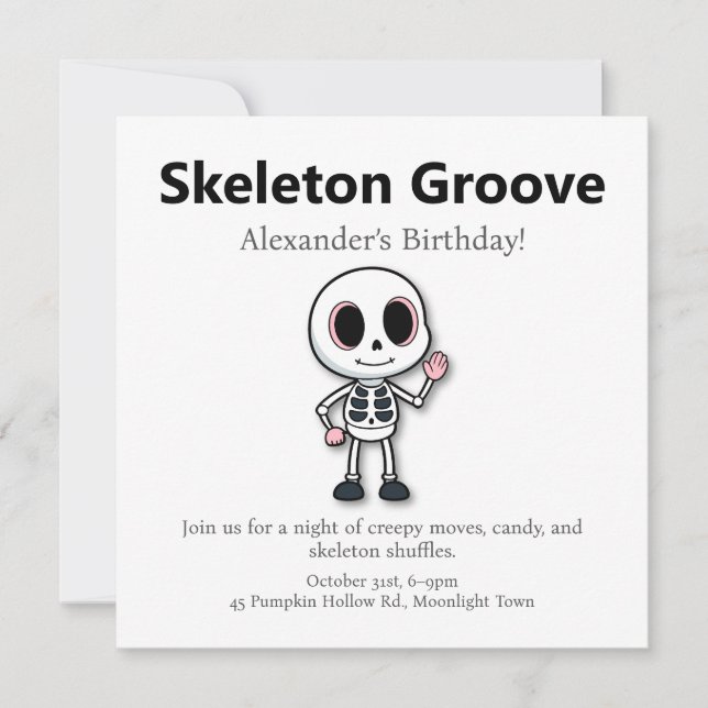Skeleton Roligt | Halloween-Födelsedagsfest Julkort (Framsida)