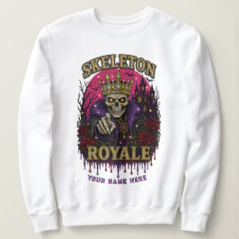 SKELETON ROYALE Guld Krona Rhinestone Kung Konst T Shirt