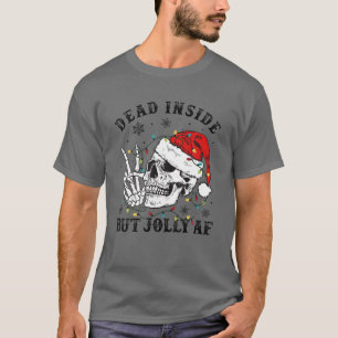 Skeleton säger hej med tomten Dead Inside men Jol T Shirt