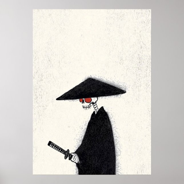 Skeleton Samurai med Katana och Hat Halloween Poster (Framsidan)