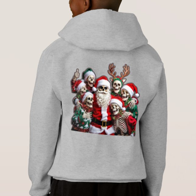 Skeleton Santa Christmas Group Photo – Festive 3D  T Shirt (Baksida)