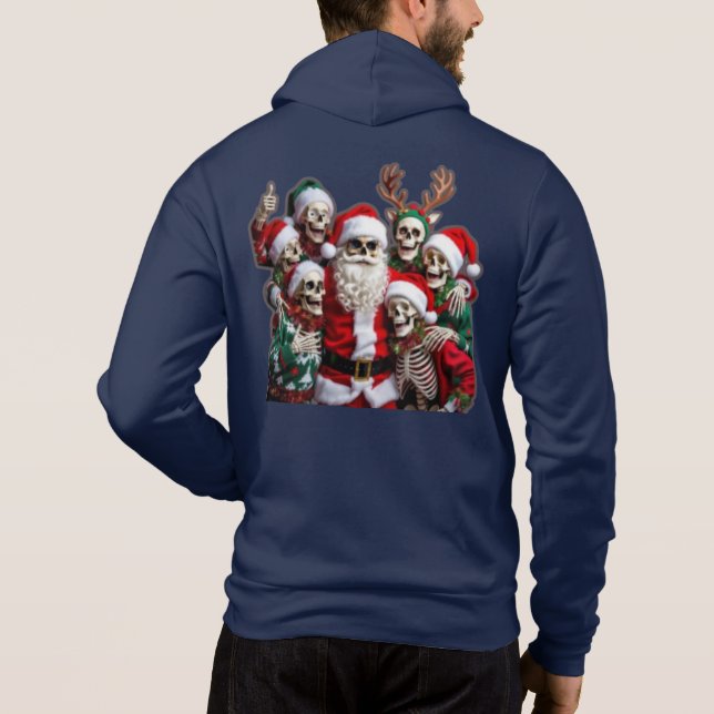 Skeleton Santa Christmas Group Photo – Festive 3D  T Shirt (Baksida)