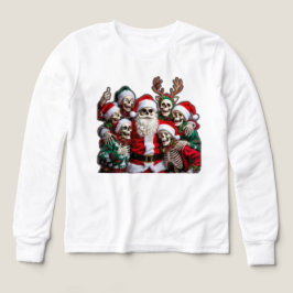 Skeleton Santa Christmas Group Photo – Festive 3D T Shirt