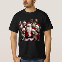 Skeleton Santa Christmas Group Photo – Festive 3D T Shirt
