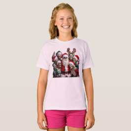 Skeleton Santa Christmas Group Photo – Festive 3D T Shirt