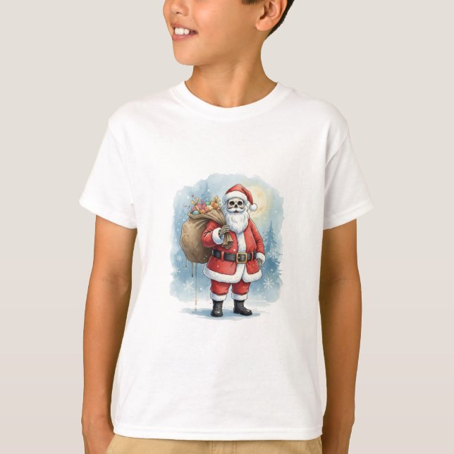 Skeleton Santa Claus T Shirt (Framsida)