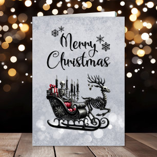 Skeleton Santa Gothic-julkort Kort