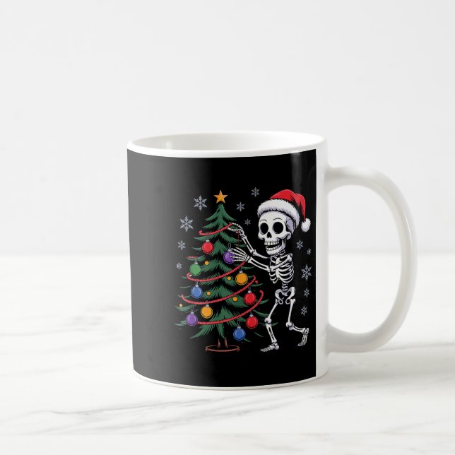 Skeleton Santa Hat Christmas Tree Creepy Cute Xmas Kaffemugg (Höger)