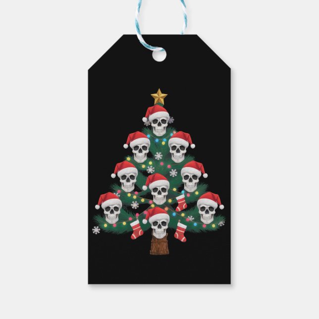 Skeleton Santa Julgran Pajama Coola Skeleton Santa Presentetikett (Baksidan)