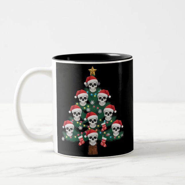 Skeleton Santa Julgran Pajama Coola Skeleton Santa Två-Tonad Mugg (Vänster)