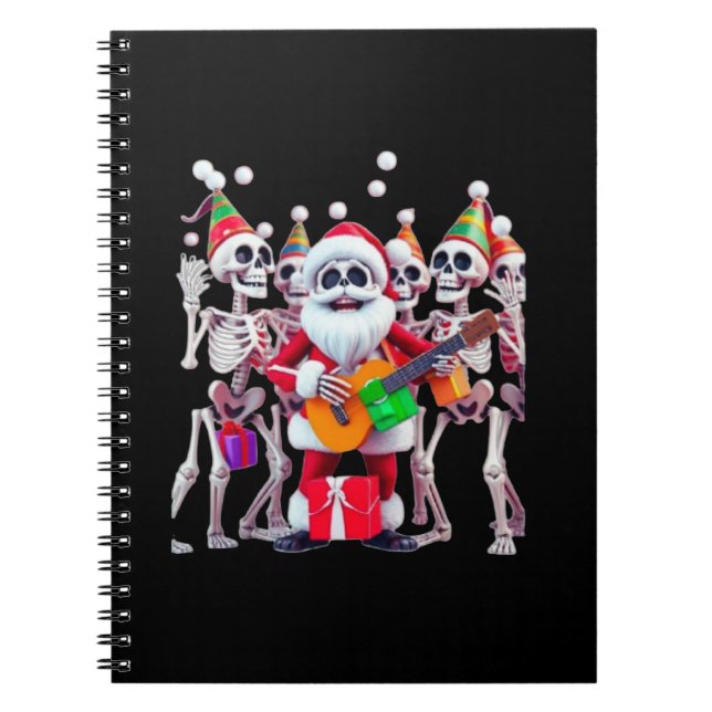 **Skeleton Santa Party – Funny 3D Christmas Skelet Anteckningsbok (Framsidan)