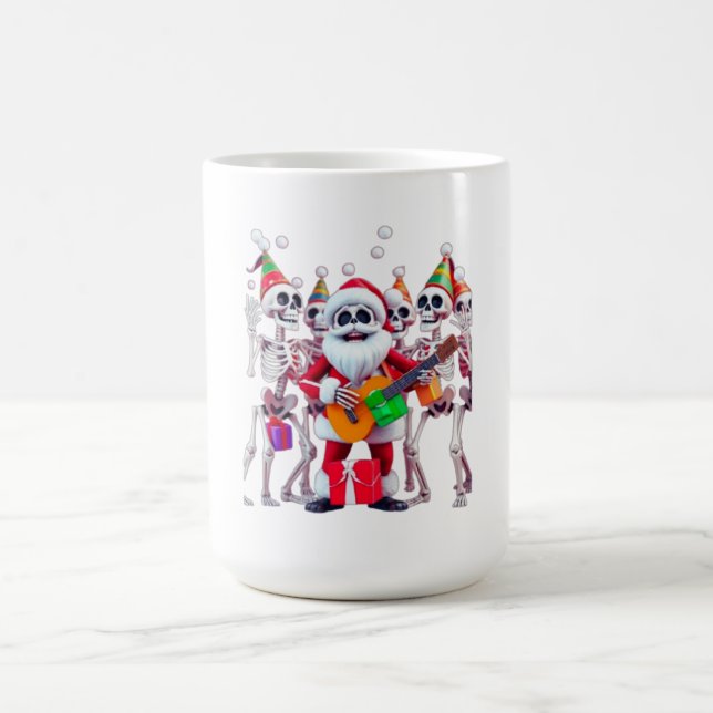 **Skeleton Santa Party – Funny 3D Christmas Skelet Kaffemugg (Center)