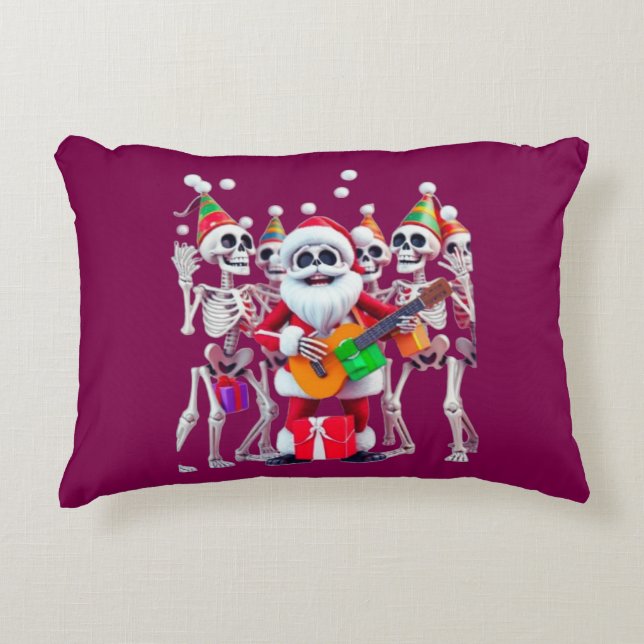 **Skeleton Santa Party – Funny 3D Christmas Skelet Prydnadskudde (Framsidan)