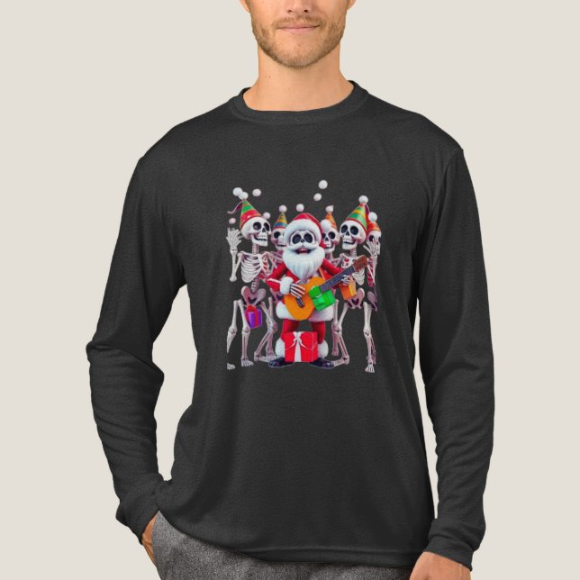 **Skeleton Santa Party – Funny 3D Christmas Skelet T Shirt (Framsida)
