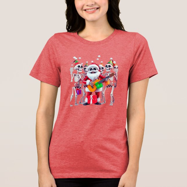 **Skeleton Santa Party – Funny 3D Christmas Skelet T Shirt (Framsida)