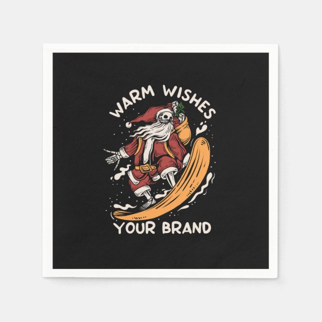 skeleton-Santa-play-snowboarding-snö-vinterti Pappersservett (Framsidan)