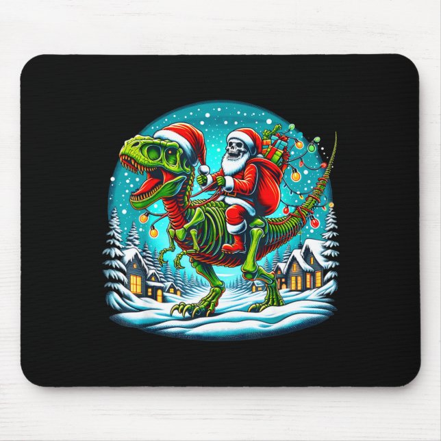 Skeleton Santa Riding T Rex Dinosaur Funny Christm Musmatta (Framsidan)