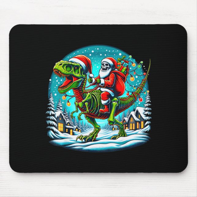 Skeleton Santa Riding T Rex Dinosaur Funny Christm Musmatta (Framsidan)