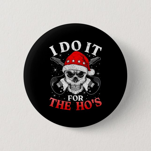 Skeleton Santa Rocker Inappropriate Funny Guitar G Knapp (Framsida)