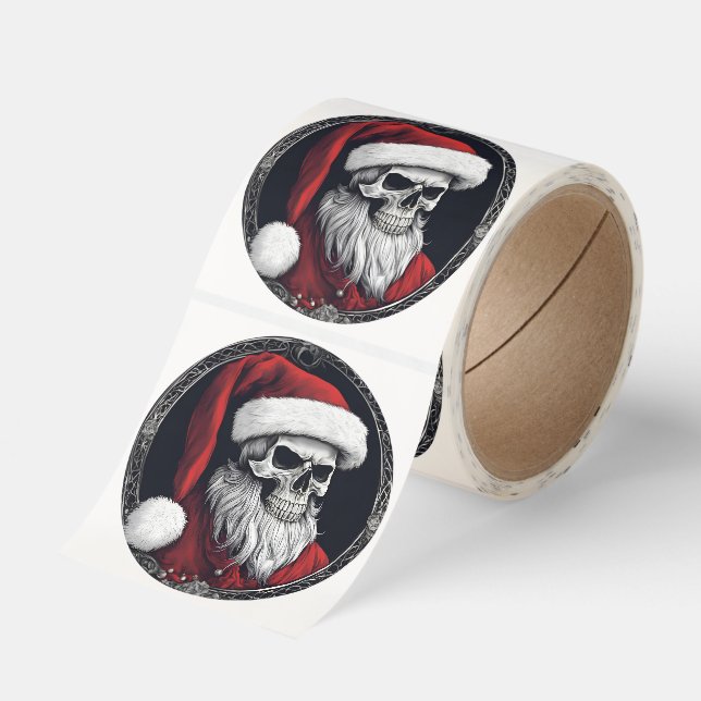 Skeleton Santa Runt Klistermärke (Rulle)