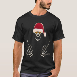 Skeleton Santa with Djävulen Horns T Shirt