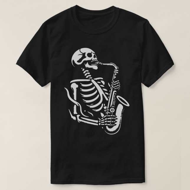 Skeleton, saxofon 3 t shirt (Design framsida)