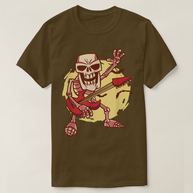 Skeleton Scary Bass Game in Band as Musician Guita T Shirt (Design framsida)