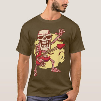Skeleton Scary Bass Game in Band as Musician Guita T Shirt