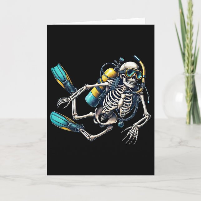 Skeleton Scu Diving Halloween Skeleton Scu Diver Kort (Framsida)