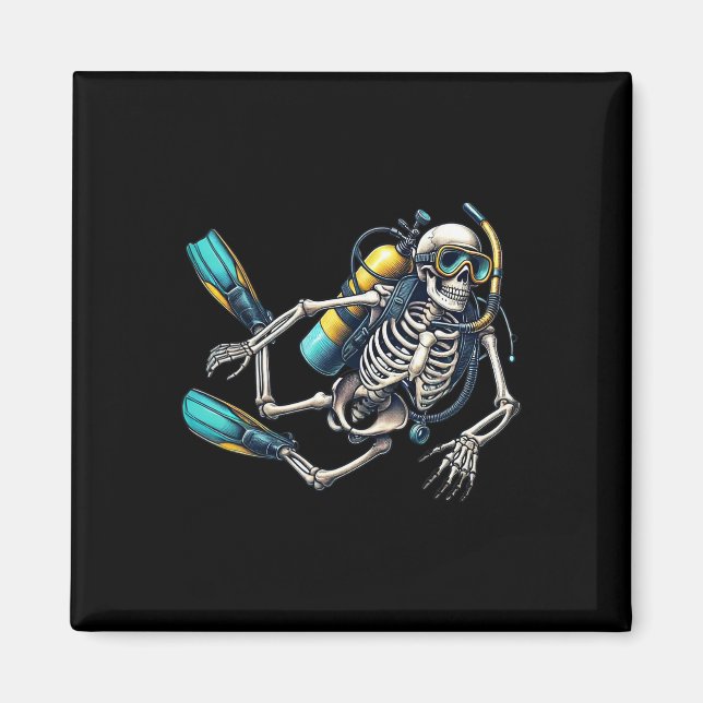 Skeleton Scu Diving Halloween Skeleton Scu Diver Magnet (Framsidan)
