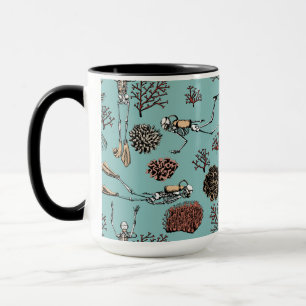 Skeleton Scuba Diver & Coral Ceramic Mugg