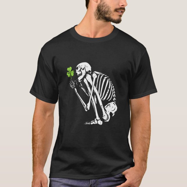 Skeleton Shamrock St Patricks Day C Leprechaun Hat T Shirt (Framsida)