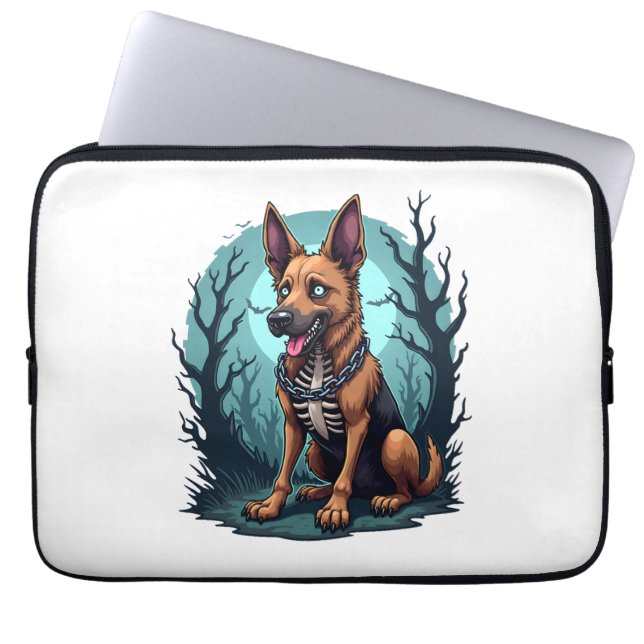 Skeleton Shepherd Hund Laptop Fodral (Framsidan)