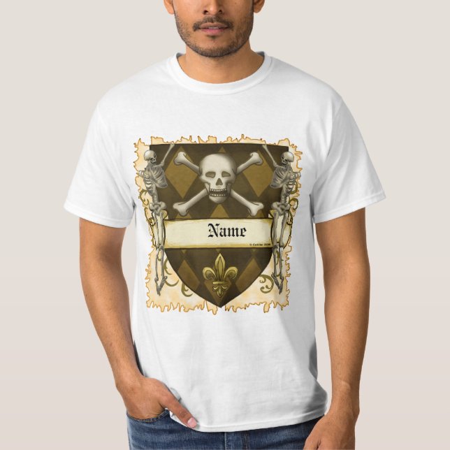 Skeleton Shield   T Shirt (Framsida)
